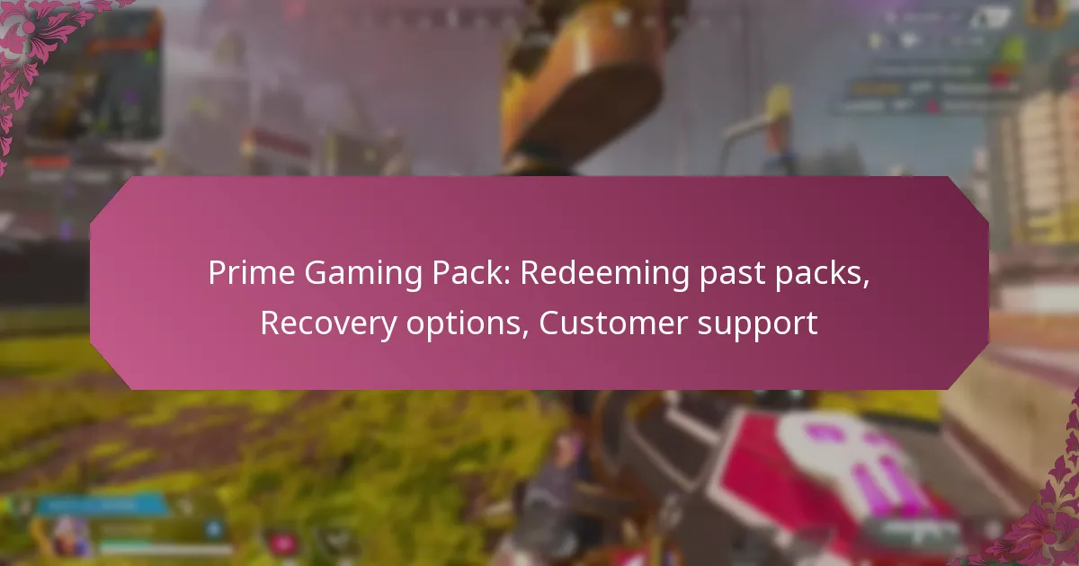 Prime Gaming Pack: Redeeming past packs, Recovery options, Customer support