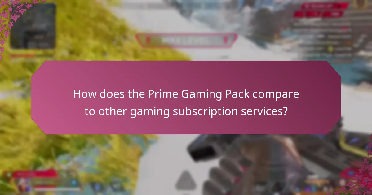 How does the Prime Gaming Pack compare to other gaming subscription services?