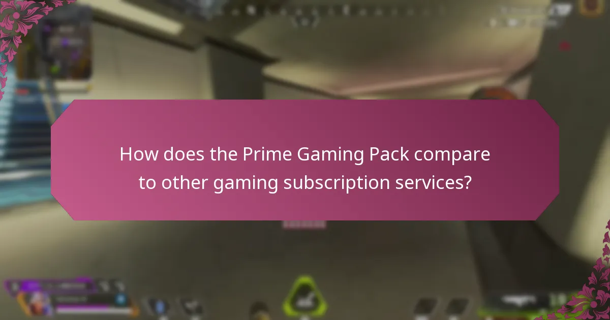 How does the Prime Gaming Pack compare to other gaming subscription services?