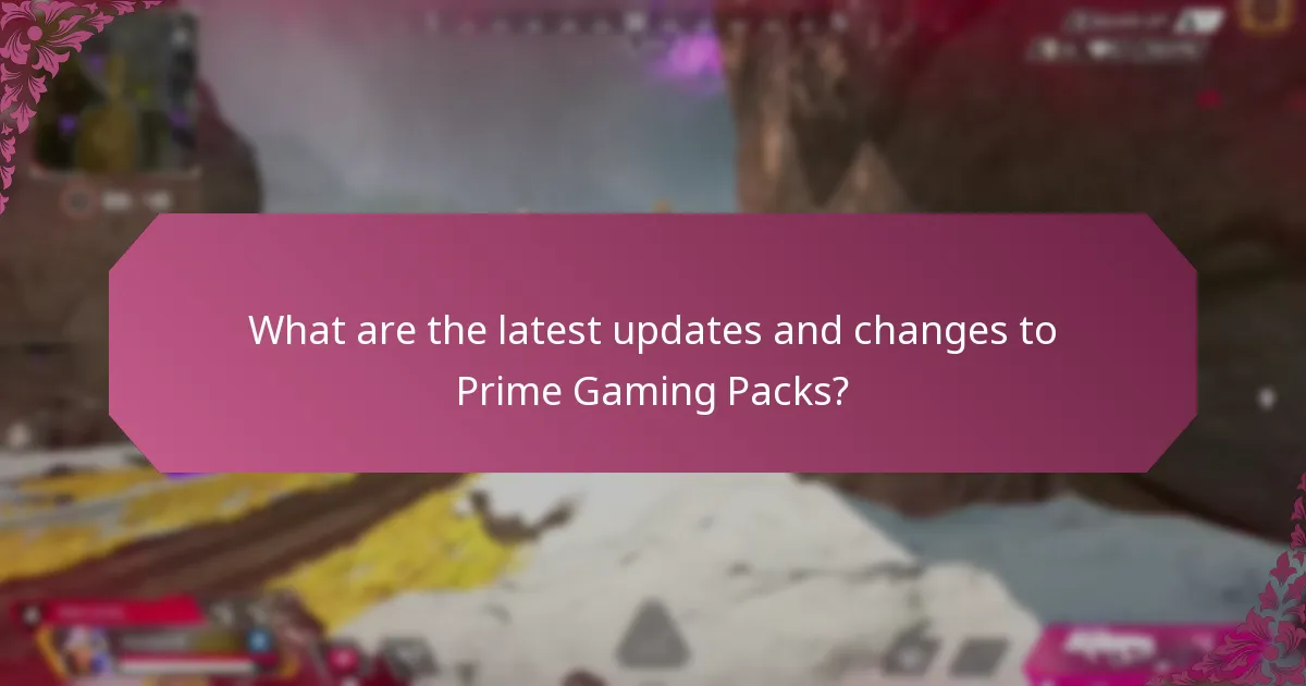 What are the latest updates and changes to Prime Gaming Packs?