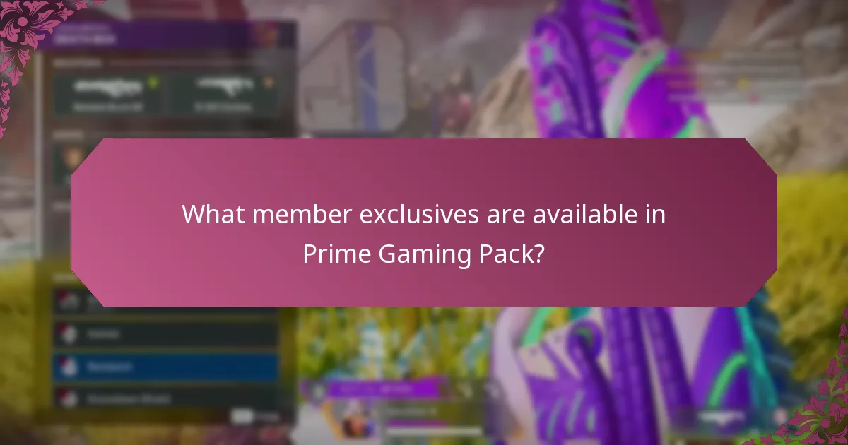 What member exclusives are available in Prime Gaming Pack?